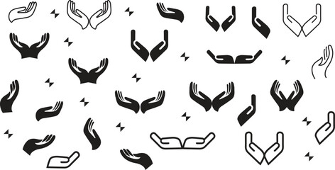 Hand gesture icon set of various shapes