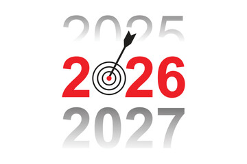 2026 Target Year Concept – Goal, Focus, and Success Symbol with Arrow and Bullseye