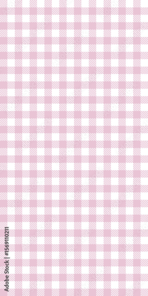 Poster seamless vector pattern pink gingham checkered fabric textile background soft pastel romantic picnic
