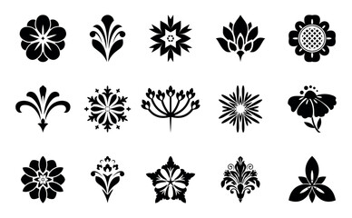 Flower icons set. Isolated elements for design. Vector graphics.
