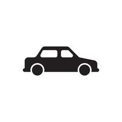 Retro sedan car silhouette. compact car silhouette with vintage boxy profile and wheels.