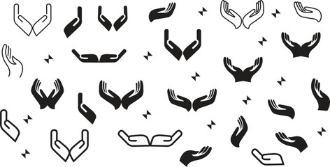 Hand gesture icon set of various shapes