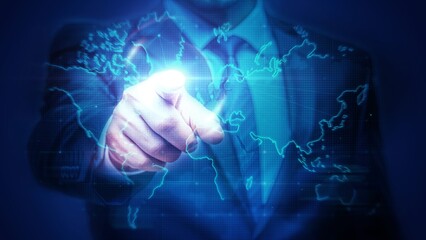 Futuristic Business Technology with Global Digital Interface Visual