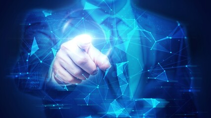 Futuristic Technology Concept with Digital Network and Human Interaction Highlight