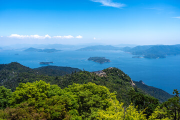 Seto Inland Sea and Hiroshima Bay from Mount Misen summit, Miyajimaa, Japan