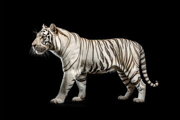 Obraz premium closeup tiger walking on black background 