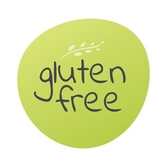 Gluten Free vector sign. Product sticker. Green isolated label on transparent background. Symbol for food, allergy, special diet, design element