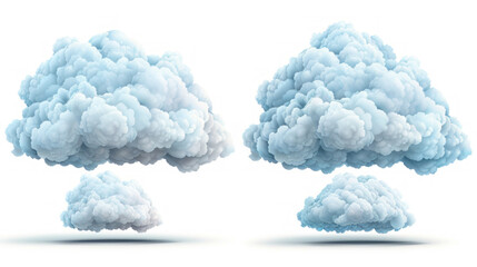 Fluffy clouds formation in soft blue tones, ideal for backgrounds and nature-themed designs, showcasing lightness and tranquility