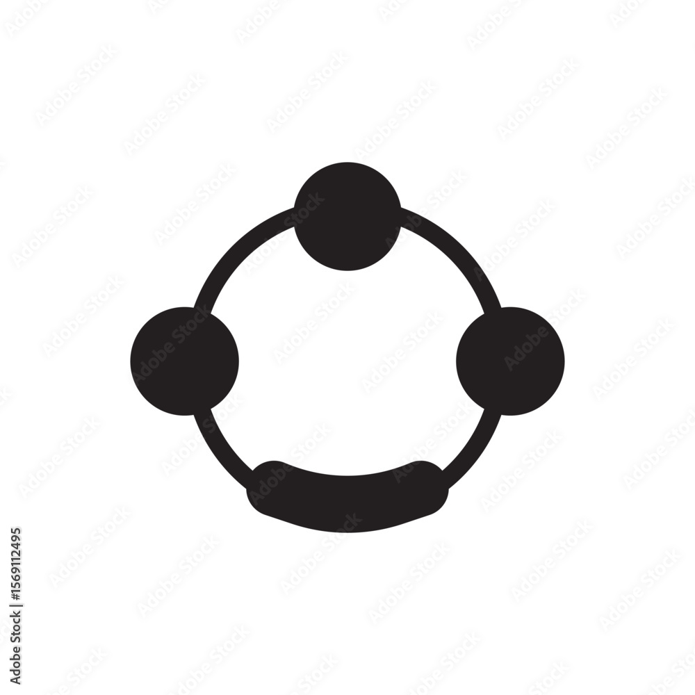 Fototapete toy ring with connected ball silhouette. simple baby toy icon showing four balls linked in a circula