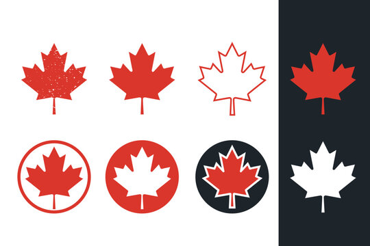 Canadian Flag Maple Leaf Set Canada Leaf