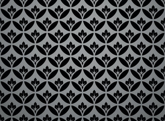 Flower geometric pattern. Seamless vector background. Gray and black ornament. Ornament for fabric, wallpaper, packaging. Decorative print