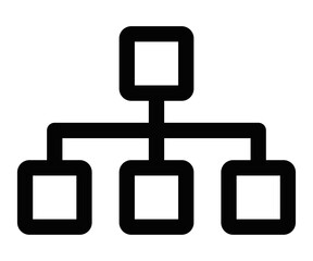 Simple hierarchy diagram with connected blocks. Vector icon. Editable stroke.