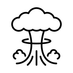 Explosion with nuclear mushroom cloud and smoke. Vector icon. Editable stroke.
