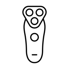 Electric shaver with three circular blades. Vector icon. Editable stroke.