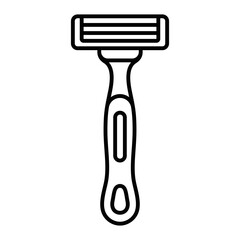 Manual shaving razor with sharp blades. Vector icon. Editable stroke.