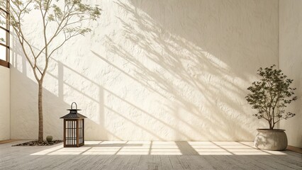 Light on Off-White Wall with Subtle Shadows Suggesting Calm and Simplicity