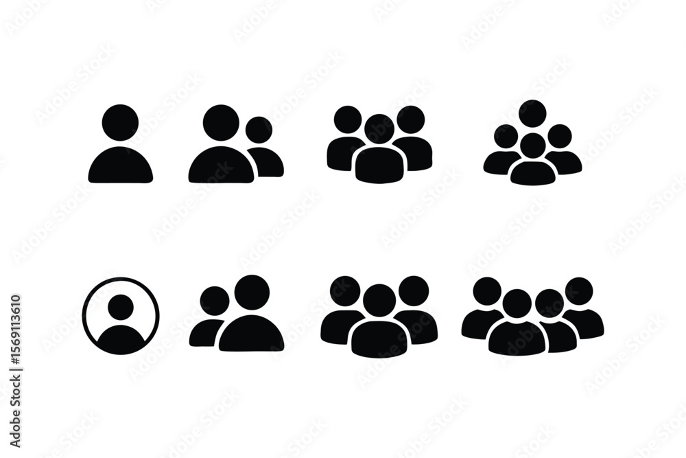 Aufkleber diverse crowd representation set various sized groups of people icons isolated displaying community 