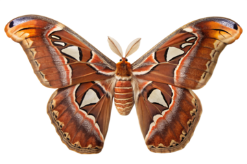 A large brown and orange butterfly with intricate patterns on its wings. The butterfly is displayed against a transparent background, showcasing its detailed features.