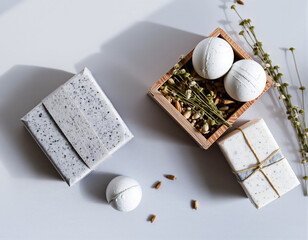 Elegant Christmas Gift Wrapping with White and Silver Decorations, Natural Elements, and Festive Ornaments
