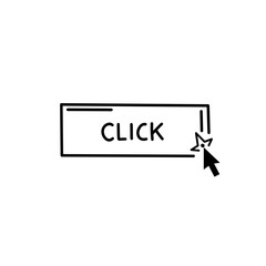 icon Click Here Button with Click cursor