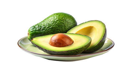 A healthy looking arrangement of ripe avocados cut and placed on plate
