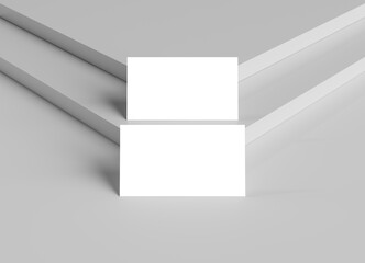 Two business cards on white display Mockup. Blank calling card. 3D rendering