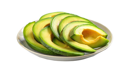 Slices of Fresh Green Avocado on a White Plate Ready to Eat