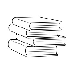 Stack of books. Doodle line vector illustration.