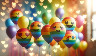 Bunte Luftballons mit aufgemalten Gesichtern, Wallpaper