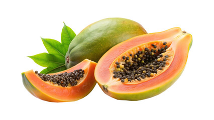 Ripe Papaya with Slice and Seeds Displaying Tropical Fruit Freshness