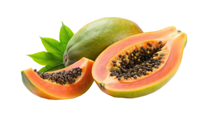Ripe Papaya with Slice and Seeds Displaying Tropical Fruit Freshness