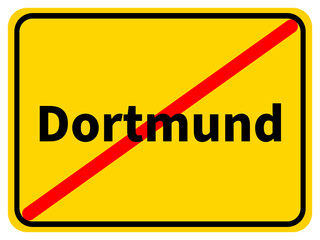 Illustration eines Stadtausgangsschildes von Dortmund