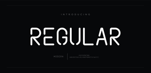 Regular Creative font. Modern abstract digital tech font. Logo creative font, type, technology, movie, digital, music, movie. Fonts and illustration in vector format.