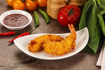 Crispy breaded golden fried prawns