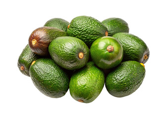 A Heap of Ripe Avocados Isolated on a White Background, Ready to Eat
