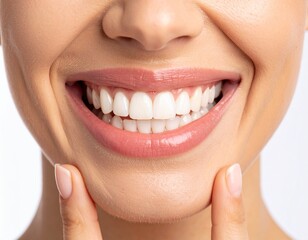 Fototapeta premium Closeup of a Woman's Bright White Smile and Healthy Teeth.