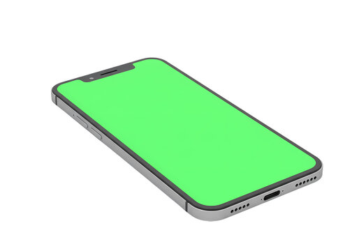 Smartphone with Vibrant Green Screen isolated on transparent baackground - Powered by Adobe