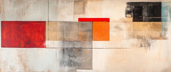 Abstract composition featuring geometric shapes and contrasting colors in a modern art style