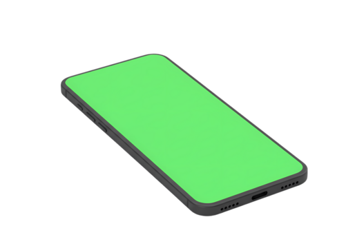 Digital Device Mockup Bright Green Screen Smartphone isolated on transparent baackground - Powered by Adobe