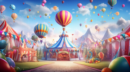 Colorful carnival background with flags