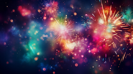 Colorful festival background, celebration with festive fireworks and joyful party decorations