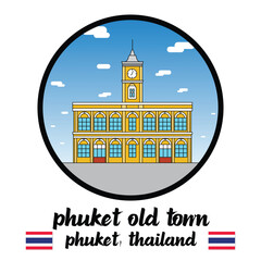 Circle Icon Phuket Old Town. Vector illustration