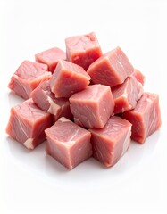 Fresh Raw Cubed Beef Meat Ready for Cooking.