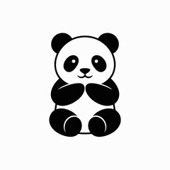 Obraz premium Simple Panda Illustration: A charming panda bear, depicted in a clean, minimalist style, embodies both serenity and the simple joys of life through the clever use of shapes and contrast.