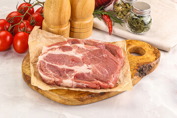 Raw pork neck steak sirloin