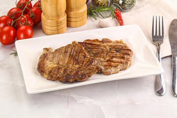 Grilled pork neck sirloin steak