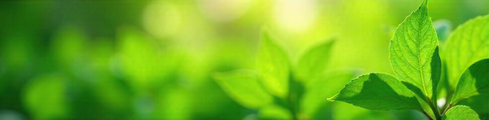 Lush Green Leaves Swaying Gently in a Summer Breeze, Sunlight Dapples Through Foliage, Clean Air, Inviting Natural Freshness