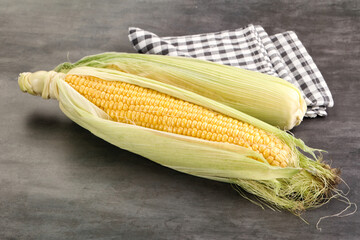 Ripe sweet yellow corn cob