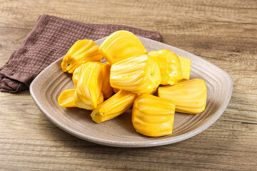 Raw ripe yellow jackfruit segment