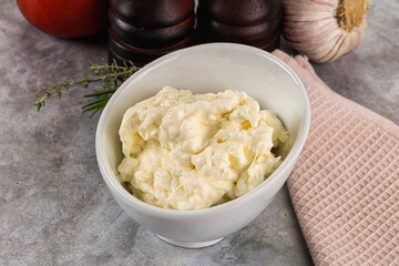 Italian soft young cheese stracciatella